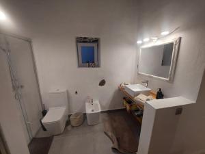 瓜蒂萨Casa Ines的浴室设有2个卫生间、水槽和镜子
