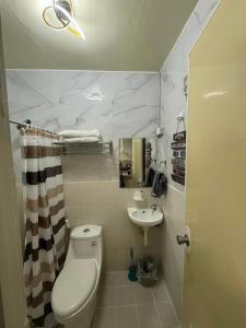 独鲁万2 Bedroom Guest Suite Near The New EVRMC Hospital & San Juanico Bridge Tacloban City, Leyte, Philippines的一间带卫生间和水槽的小浴室