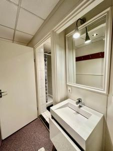 亨厄洛Guesthouse Villa de Eikhof的浴室设有白色水槽和镜子
