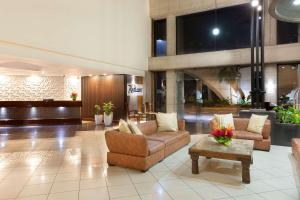 圣何塞哥斯达黎加圣何塞丽笙酒店的大厅,设有沙发和桌子