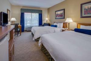 杰克逊维尔杰克逊维尔江山旅馆及套房的酒店客房设有两张床和电视。