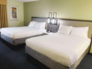 奥尔巴尼奥尔巴尼丽柏酒店的酒店客房,配有两张带白色床单的床