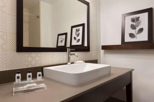 默特尔比奇默特尔比奇江山旅馆的浴室设有白色水槽和镜子