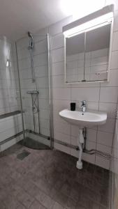 Mysigt Stadsoas: En Modern lägenhet med 2 sovrum的一间浴室