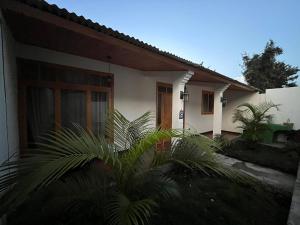 圣胡安拉拉古纳Casa Atitlan I的一座棕榈树掩映的白色房子