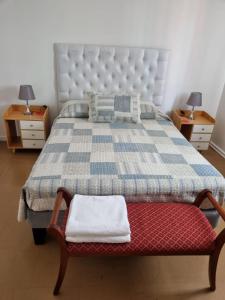 安托法加斯塔Casa Central, Amplia y Cómoda的一间卧室设有一张大床和两个床头柜