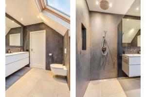 BerghemOp het Spaan的浴室的两张照片,配有卫生间和水槽