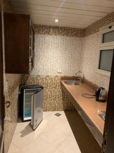 开罗Sheraton apart-hotel的一间带水槽和微波炉的小厨房
