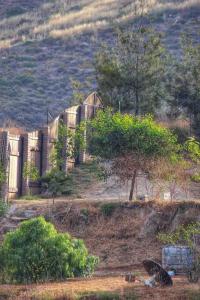 恩塞纳达港Casa de campo en la montaña (incluye 2 cabañas)的山边树木的围栏