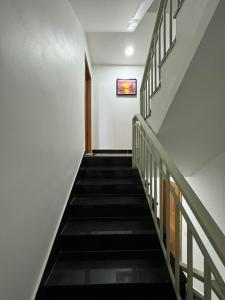 金边Superbe Maison Khmer的大楼的楼梯,有黑色的楼梯