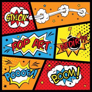 马德里Arc House Pop Art的一套带有言语气泡的流行艺术漫画