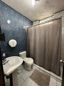 危地马拉CASA MAGNOLIA的浴室配有卫生间、盥洗盆和淋浴。