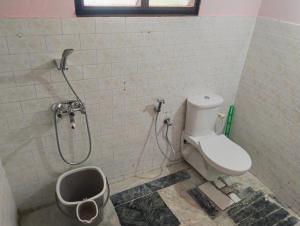 蒂鲁内尔维利Sharada Homestay的带淋浴和卫生间的浴室