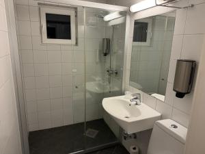 诺托登诺托登酒店的一间带水槽、镜子和卫生间的浴室