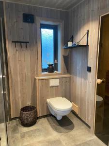 ÅfarnesHjortehytte的一间带卫生间和窗户的浴室