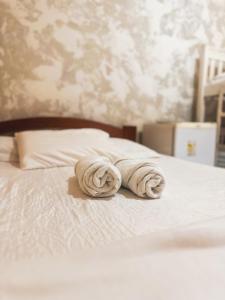 阿尔特杜尚Pousada Cabocla的白色床边的两条毛巾
