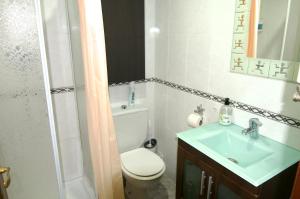 瓦伦西亚Playa Rosa Valencia的浴室配有卫生间、盥洗盆和淋浴。