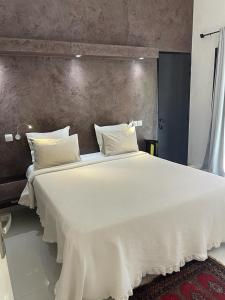 恩加帕鲁Villa Le Petit Paradis Saly Boutique Hotel的一张白色大床,配有白色床单和枕头