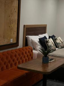 梅努斯53 Luxury Accommodation的带沙发和咖啡桌的客厅