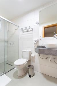 圣玛丽亚Hotel Dom Rafael Business的浴室配有卫生间、盥洗盆和淋浴。