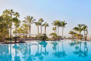 阿德耶Tivoli La Caleta Resort的一座棕榈树环绕的大型游泳池