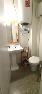 瓦伦西亚Chambre charmante chez habitant的一间带卫生间、水槽和镜子的浴室