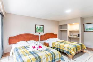 福尔图纳Hotel Lavas Tacotal的酒店客房,配有两张带鲜花的床
