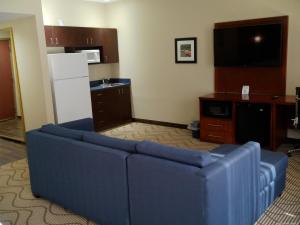 BuckhannonWingate by Wyndham Buckhannon的客厅配有蓝色的沙发和电视