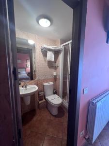 阿尔玛萨Hotel rural Casa la Juana的一间带卫生间和水槽的浴室