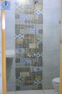 阿斯旺Asilah kato nubian guest house的浴室设有玻璃淋浴间和卫生间