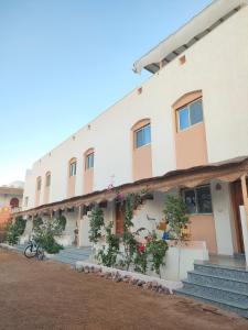 达哈布Al Deira Dahab Hotel的前面有楼梯和植物的建筑