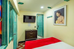波哥大Hotel Casa Antigua的一间卧室配有一张床和一台平面电视