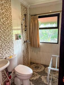 KetewelGriya Umadui Bali的一间带卫生间、水槽和窗户的浴室