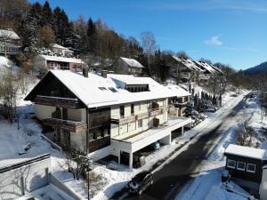 温特贝格Ferienwohnung Südhang的雪覆盖着房子,有道路