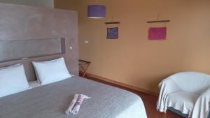 博卡斯德尔托罗维拉食宿度假村的配有一张床和一把椅子的酒店客房