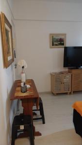 彼得罗波利斯Apartamento aconchegante em Petrópolis的客厅配有桌子和电视