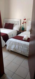 内罗毕MAMU'S RESIDENCE near JKIA的配有两张床的酒店客房