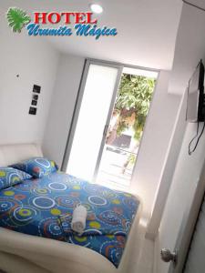 巴耶杜帕尔Hotel URUMITA MAGICA的一张位于带大窗户的房间内的床铺