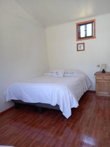 柯纳里佩Alojamiento Ximena的卧室配有白色的床,铺有木地板