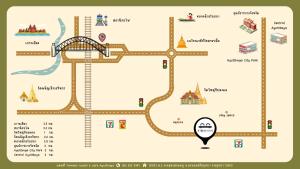 大城Yimwhan Hostel & Cafe Ayutthaya的公路和桥梁交汇处的地图