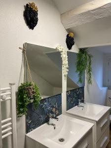 卢维耶Jungle Cosy的一间带水槽和镜子的浴室