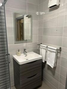 基拉尼Chapel Place, Town Centre的浴室配有盥洗盆、镜子和毛巾