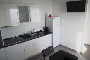 里韦拉布拉瓦Fifty´s House的厨房配有水槽和冰箱