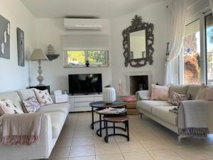 卡拉索斯Villa Francesca的带沙发和电视的客厅