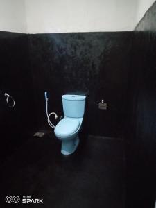埃拉1to1 Cottage Ella的浴室设有黑色摊位上的白色卫生间