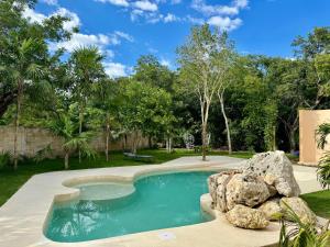 阿文图拉斯港Sasay的庭院中一座带岩石的游泳池