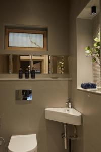 浦那Souzagad - Villa Maria的一间带水槽、卫生间和镜子的浴室