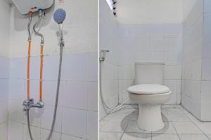 万隆INPRO Apartment的浴室设有卫生间和淋浴,两幅图片