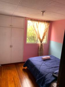 洛哈Dulce Hogar 01的一间卧室设有一张床和一个窗口
