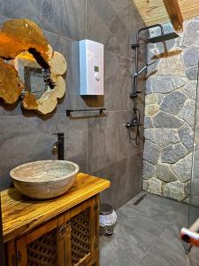 贾马里海姆森Zamane evleri的一间带水槽和淋浴的浴室